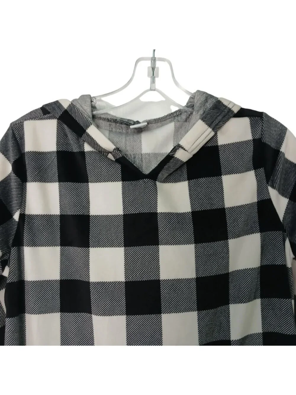 Sleep Chic Size XS Nightgown Hooded Black White Buffalo Check Super Soft #D-40 - Picture 7 of 9